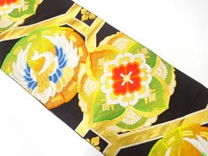 アンティーク　華紋に鶴模様織り出し袋帯（材料）